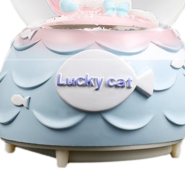 Snow Globe Resin Cat Krystall Snowball Hjemmepynt dekorasjon med batteridrevet glitrende lys og musikk Hvit katt