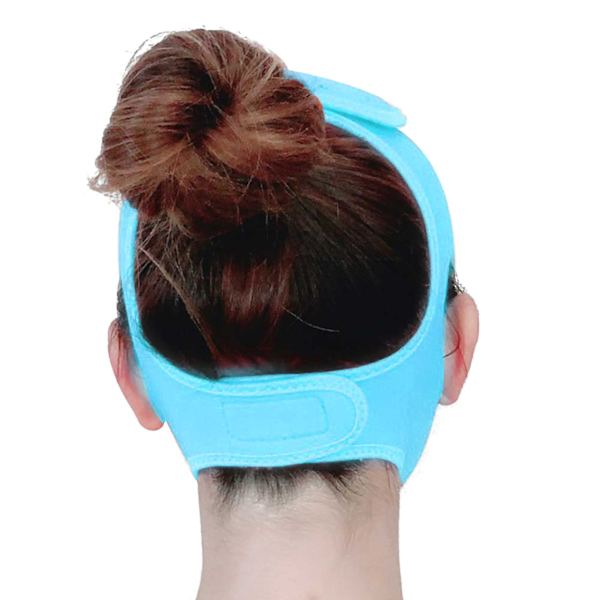 Ansiktsbantningsbandage Andningsbart VLine Lift Up-bälte DoubleChin Reducer-bälte (blå medelstorlek)