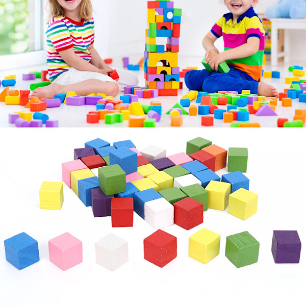 2 set färgade block set furu trä barn geometri upplysning tidig utbildning leksak 50 st färgade block 15 mm