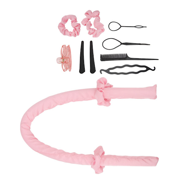 10 st Värmelösa locktång Pannbandsklämmor Kam Pull Hårnål Bomull DIY Curls Rullar för sovande Rosa