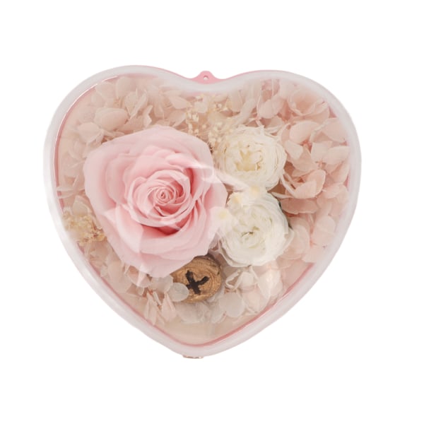 Hjerteformet smykkeskrin til bryllup med opbevaring af smykker og ringe i rosa