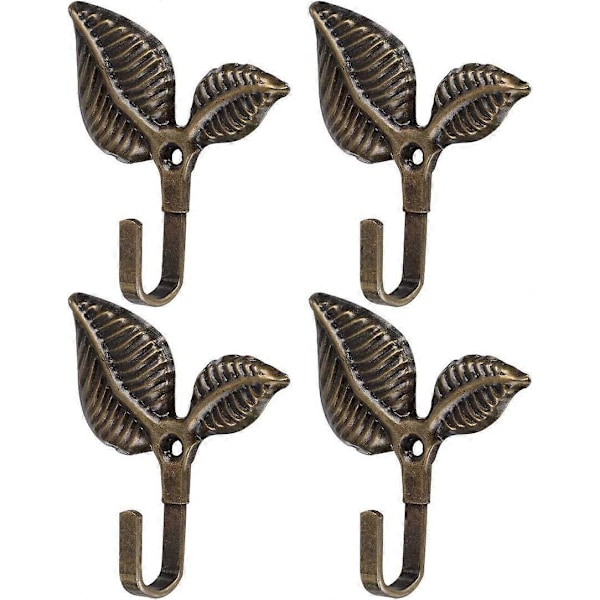 Verhonpidikekoukku, metallia, vintage-tyylinen, verhonpidikkeet seinään, vaatekoukku, 4 kpl, pronssin sävy