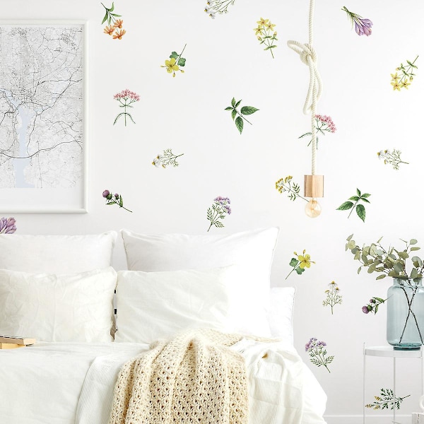 En uppsättning väggdekaler Små färgglada blommor Väggdekor för sovrum Kontor Kök Vardagsrum Väggdekoration