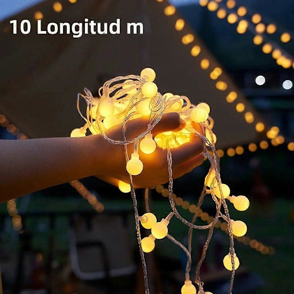 Campinglanterne med vandtætte lyskæder og USB-kontrol til terrasseglasglober til campingtelt, længde 10 m