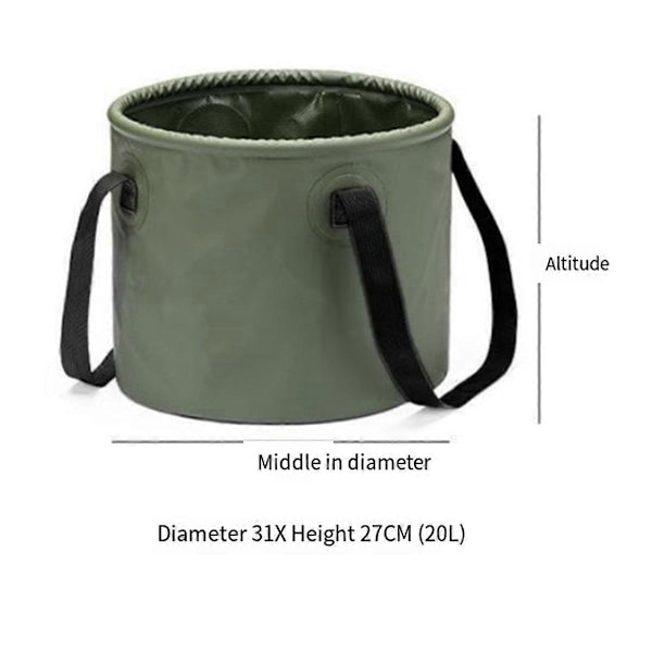 Sammenleggbar bøtte for camping, multifunksjonell fiskebøtte, khaki