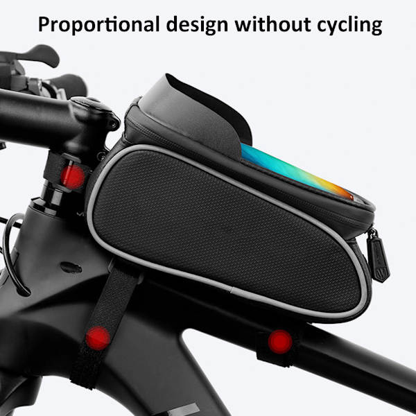 Cykelrammepose Sprøjtesikker Cykeltaske Pose Touchscreen Taske med Hovedtelefonhul til Smartphone Under 6,5 Tommer