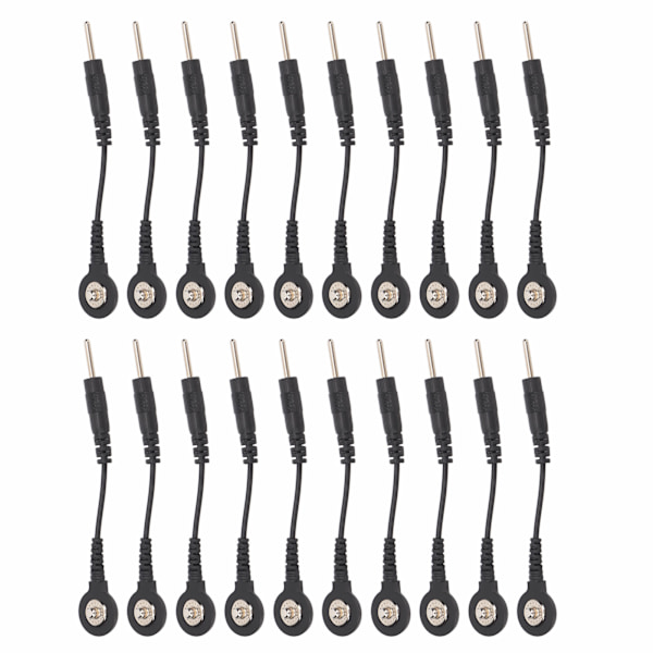 20 stk Black Snap Electrode Wire Elektrode Bly ledninger til TENS Machine Digital Treatment Machine 2 Tommer