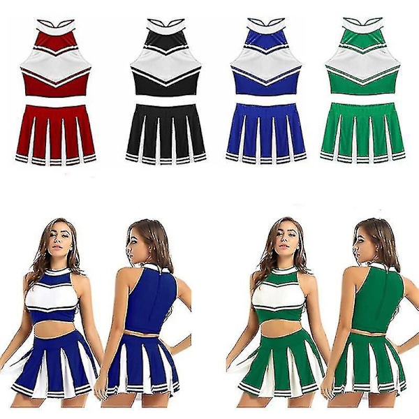 Cheerleader-dräktuniform för kvinnor - Vuxen Cheerleading Outfit XL SVART