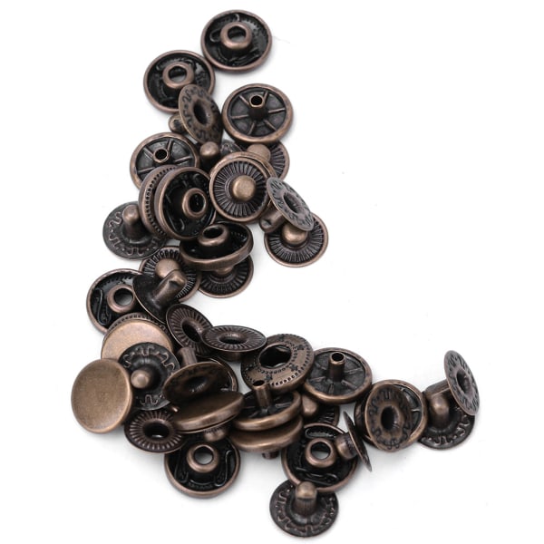 50 sett Pure Brass Trykknapper Rund Button Cloth Bagasjedekorasjonstilbehør (10 mm bronse)