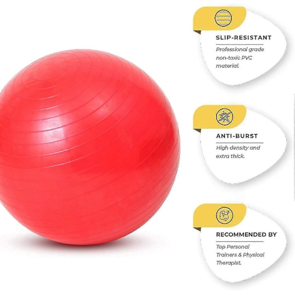 Gymnastinen pallo, puhkeamaton, Pilates, jooga, keskivartalon vahvistus, synnytysharjoittelu, pumppu, punainen, 55 cm