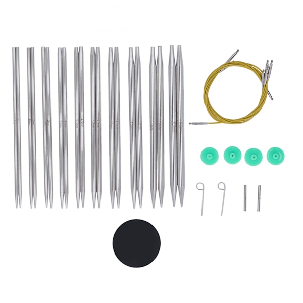 10 par utbytbara cirkulära stickningsnålar set ergonomisk design P-typ nålknappar stickningstillbehör för hemmet