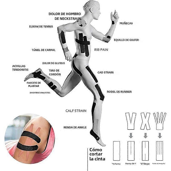 5 cm x 5 m Elastisk Sports Kinesiologi Tape Muskel Smertelindring Knæbeskyttelse til Fitness Løb Tennis Svømning Fodbold Hud