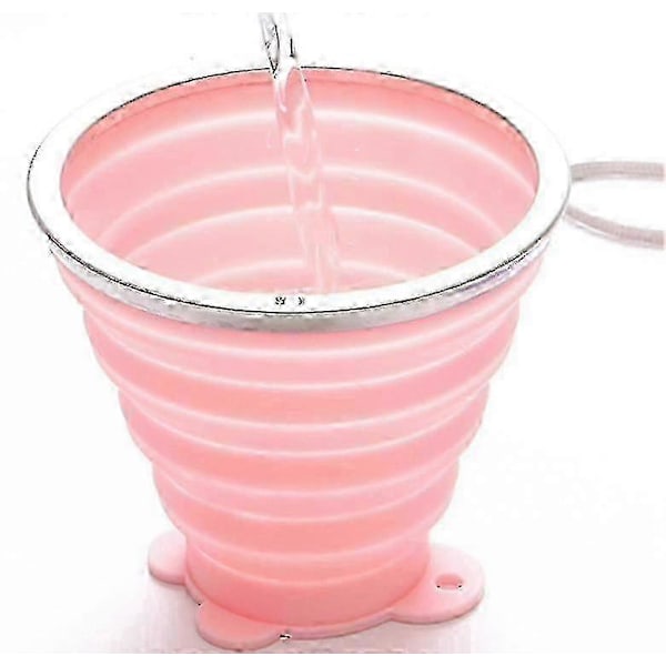 Hopfällbar Resemugg Silikon Vikbara Vattenmuggar Med Lock Återanvändbar Mugg Rosa