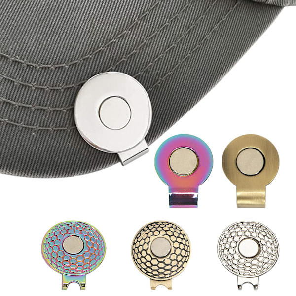 Hat Clips 6 st Mark 25mm / 20mm Runda Mynt Silver Markers Golf Marker Pennor för Olika Mönster Herrar s Utomhus Hat Clips Flera Färger