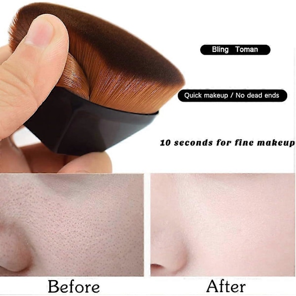 2-pakning Foundation Sminkekoster Flat Top Heksagonal Ansiktsrouge Flytende Foundation Kost for Utsminking