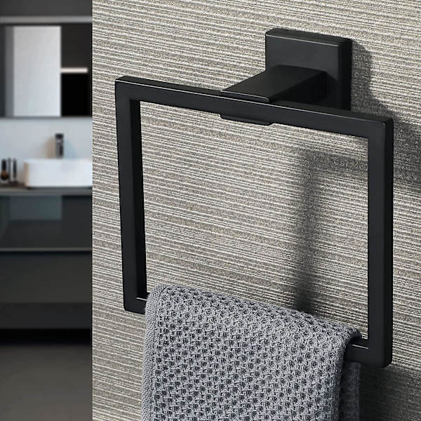 Moderne firkantede design vægmonteret sort håndklædestang og håndklædeholder til badeværelse og køkken, fremstillet af SUS304 rustfrit stål