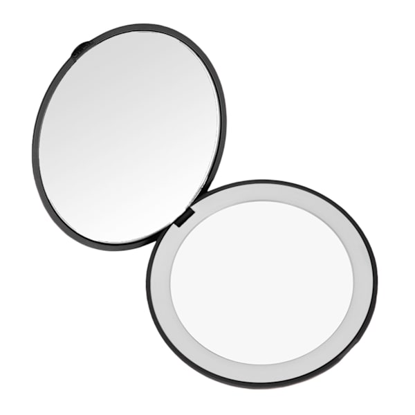 3,5 tuuman LED-meikkpeili, kannettava 1x 2x suurennos 6500K, taitettava kaksisuuntainen valaistu peili matkustamiseen, musta