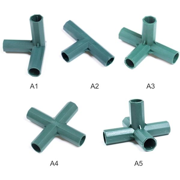 12-pack Kraftiga PVC Växthusramskoppling 4-vägs 16mm