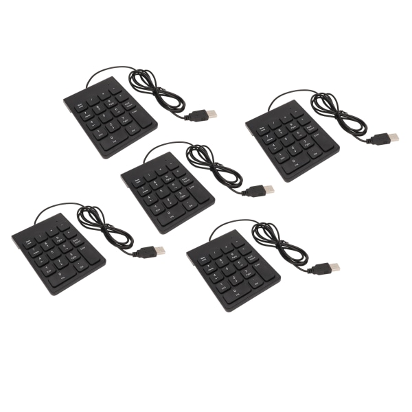 Kablet numerisk tastatur 18 taster Ergonomisk USB Plug and Play Stillegående tasting Mini numerisk tastatur for PC Laptop Desktop 5 stk.