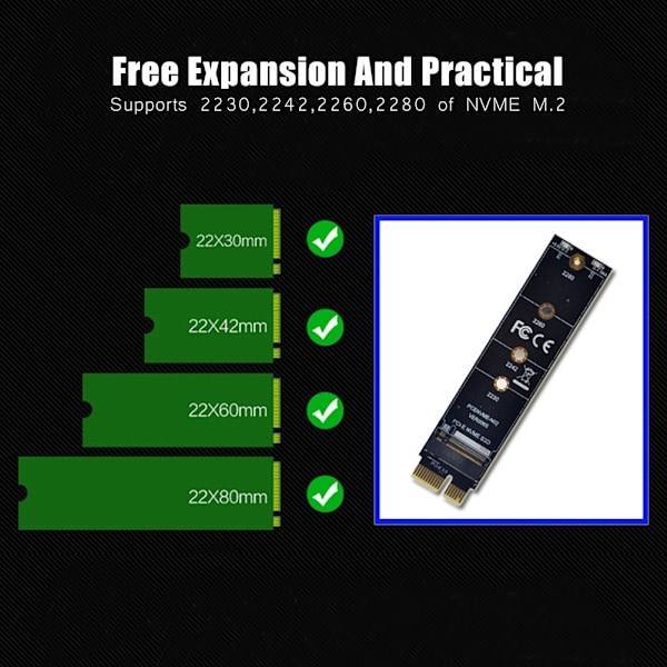 NVME M.2 til PCI-E3.0 1X Hurtig Utvidelseskort Adapterkort M Nøkkel NGFF Konverterkort Modul