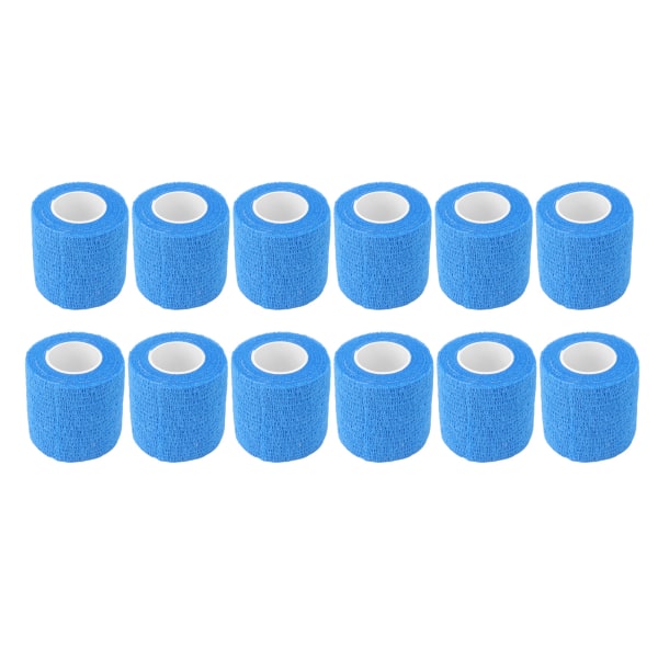 12-pack 4,5M elastiskt djurbandage, självhäftande bandage för reparation av kohorn, icke-vävt polyester, vattentätt för boskap, blått