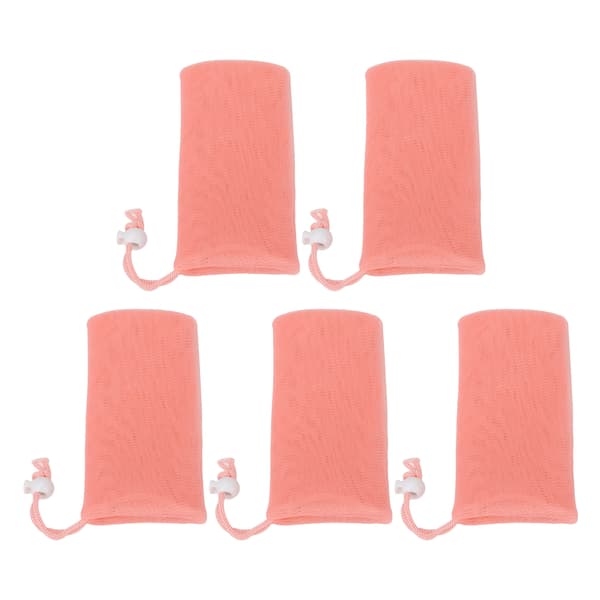 Mesh Sæbepose Eksfolierende Blød Snøre Design Sæbeskum Net til Krops- og Ansigtsrensning Pink 5 stk.