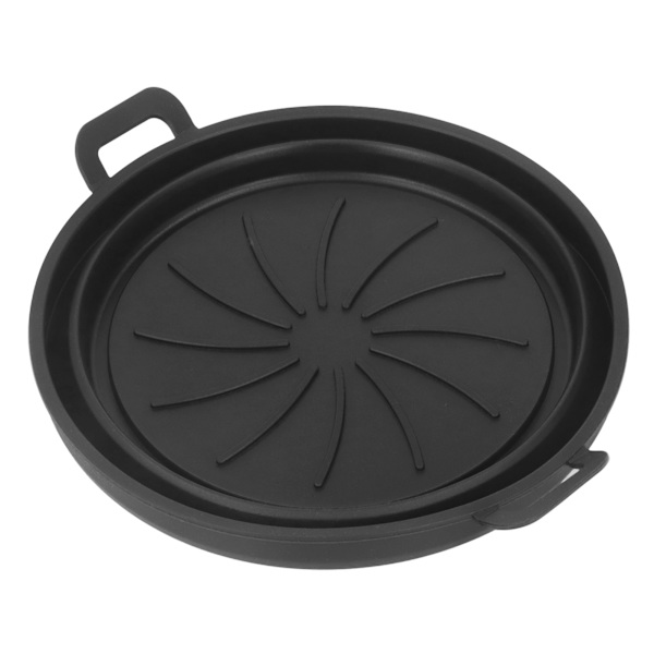 Foldbar Frituregryde Silikone Liner Fødevarekvalitet Høj Temperaturbestandig Rund Frituregryde Silikone Gryde Sort Diameter 19CM