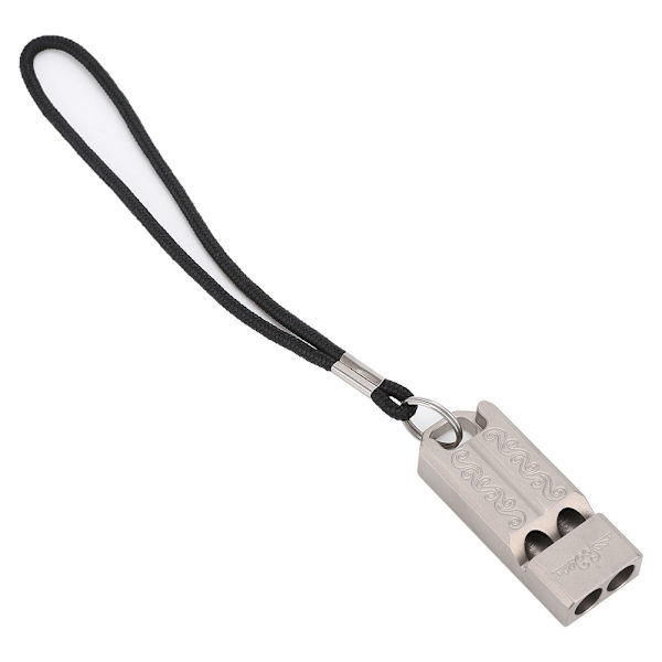 Bärbar dubbelrör Survival Whistle Titanium Alloy Student Outdoor Emergency Whistle med rep