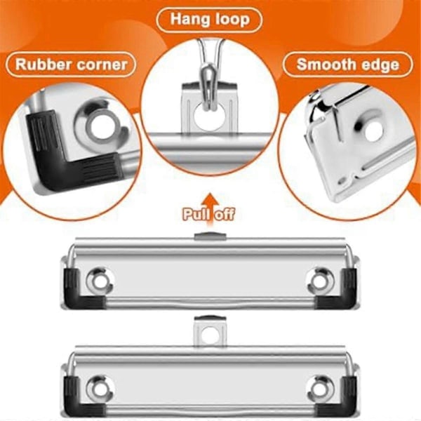 Pakke med 20 Clipboard Clips 12cm Monterbare Metal Papklips Kroge kompatible med Kontor, Håndværksprojekter