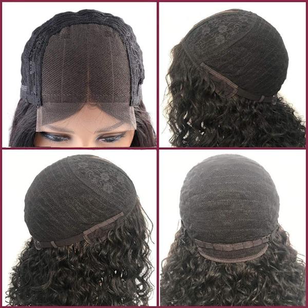 Kort lockig peruk afro människohår peruk mode kvinnor spets front peruk för Cosplay Party