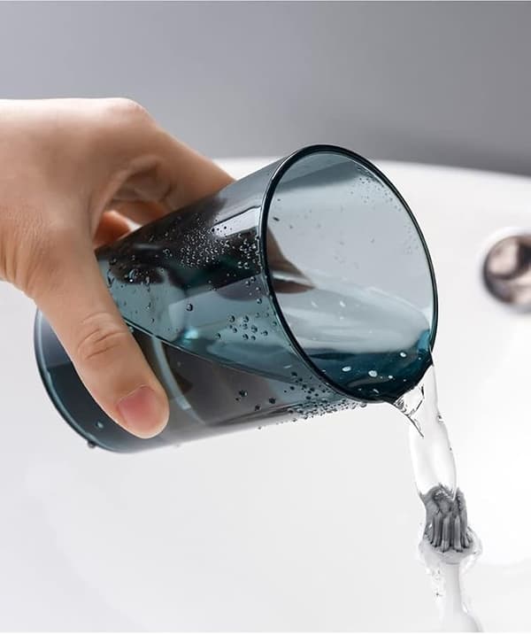 Plasttandborstekopp 300ml, Genomskinlig Badrumskopp, Tandborstehållare, Drickskopp (Blå)