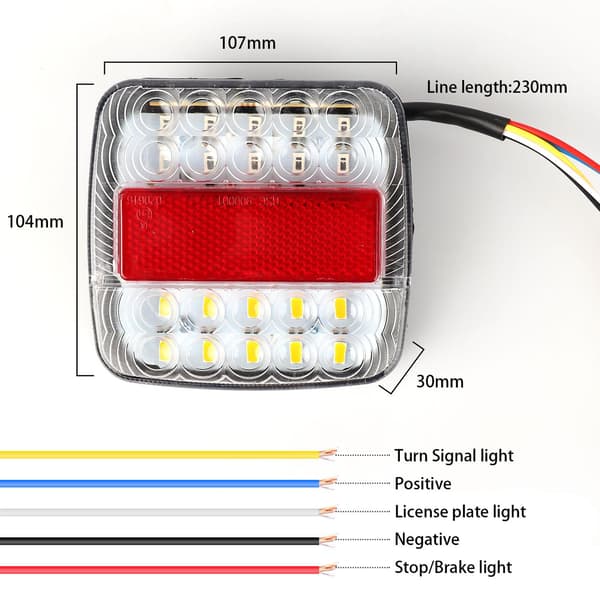 12V LED baklys Stopp Brems Blinklys Lavt strømforbruk Vanntett lastebil baklampe