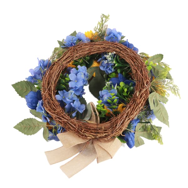 Blå og gule kranse Blomsterguirlande til hoveddør