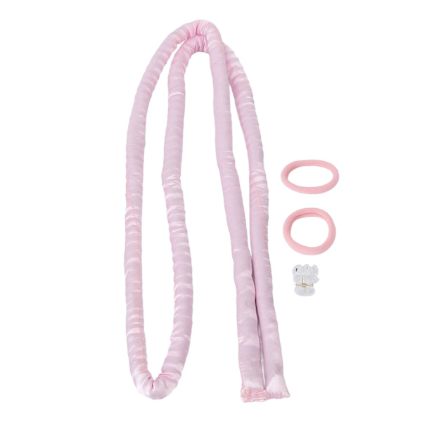 Pink Heatless Curling Sæt Hårstang Højkomfort Stof Pandebånd Clips DIY Curls Roller til at sove