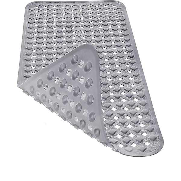 Halkfri badmatta för känslig hud 88x39cm, BPA-fri | Mögelresistent maskintvättbar duschmatta (grå)