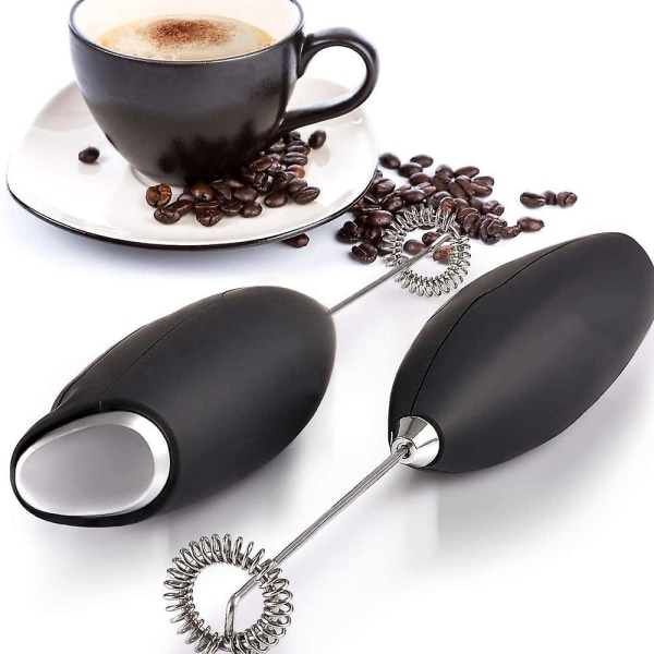 Håndholdt mælkeskummer til lattes og mere - bærbar drikkemixer til kaffe, cappuccino, frappe, matcha, varm chokolade (sort)