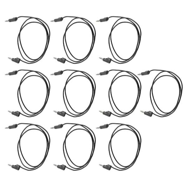 10 sæt bananstik testledninger han til han messing kerne ledning elektrisk test J.70006 4MM sort