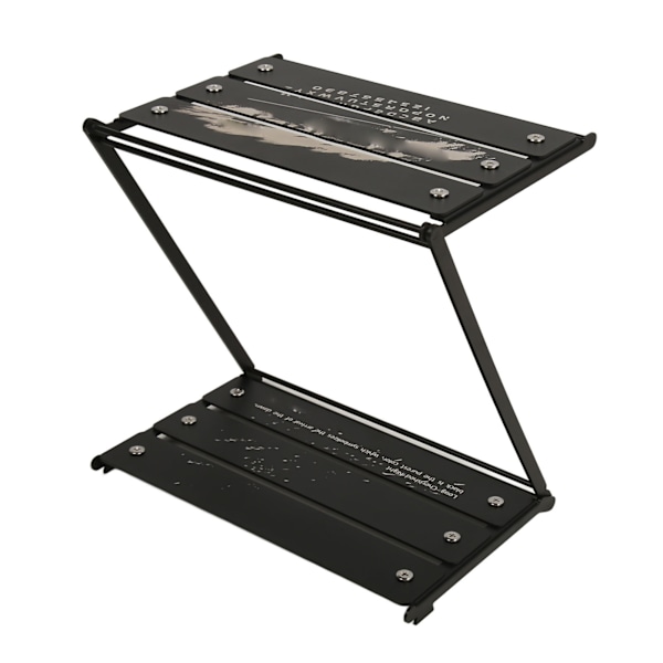 Hopfällbart bordsställ svart förvaringsställ aluminiumlegering Z-form flervägs 2-nivåers lägertillbehör för picknick utomhus
