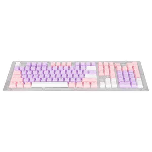 Tangentbord Tangentkapslar 107 tangenter Tre färger genomskinliga tecken Arc Layout Mekanisk tangentbord Tangentkapslar Rosa Lila Vit