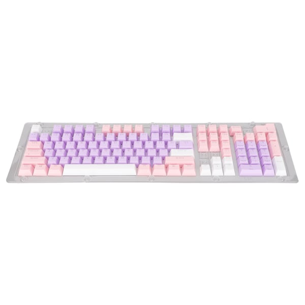 Tastatur Tastaturer 107 Taster Tre Farve Gennemsigtige Tegn Bue Layout Mekanisk Tastatur Tastatur Taster Pink Lilla Hvid