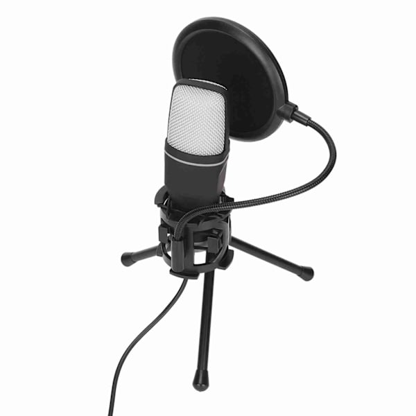 USB mikrofon 360 graders rotation RGB-indikator Spelmikrofon med vindruta och stativ för PS5 PC