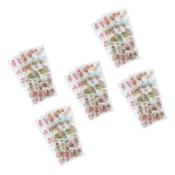 5 ark Självhäftande washi-pappersdekaler för DIY-hantverk Bangkok-mat