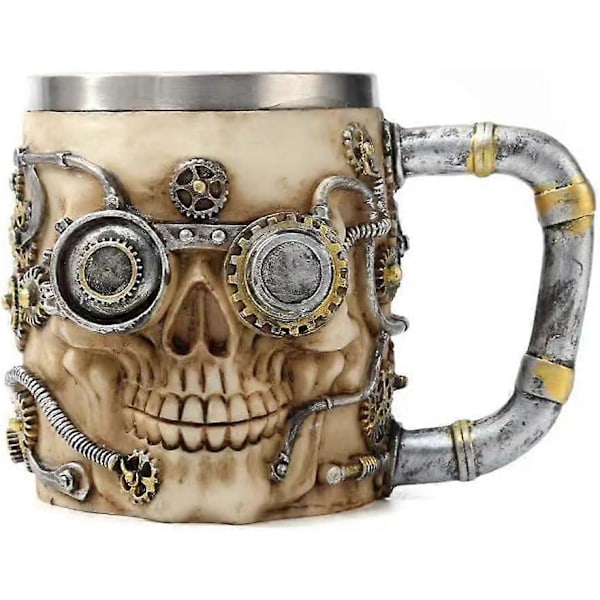 Kranie Ølkrus, Kranie Viking Drikkekrus, Skelet Resin Ølseidel Tankard, Kaffe Tekop, Halloween Bar Drikkevare Gave (C)