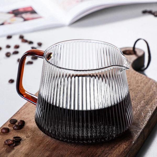 Vertikala ränder glas häll över kaffeserver - värmebeständig V60 dropp kaffekanna