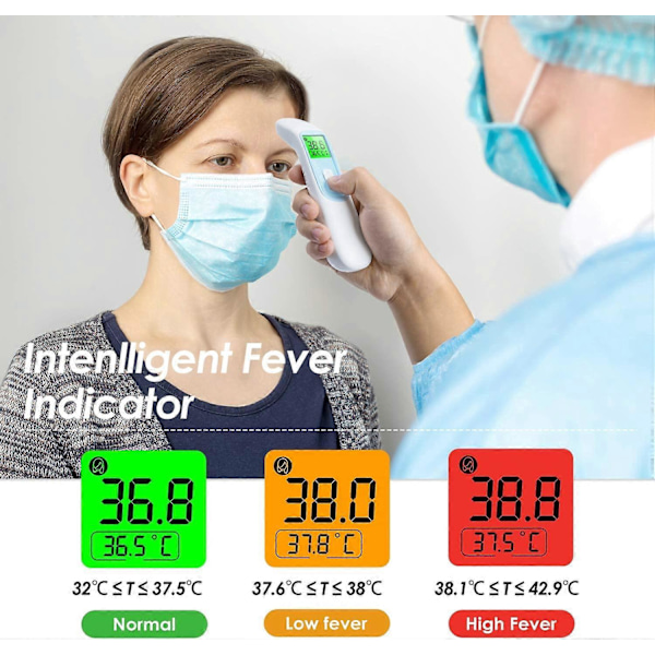 Pande Termometer, Medicinsk Pande Termometer med Feberalarm, LCD-Display, Hukommelsesfunktion, Infrarødt Pande Termometer til Babyer, Børn, Voksne