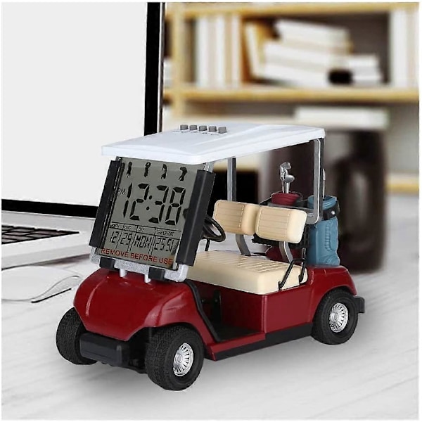 Nyaste Versionen LCD Display Mini Golfbil Klocka för Golfentusiaster Bra Present till Golfare Race Souvenir Nyhet Golfgåvor, röd