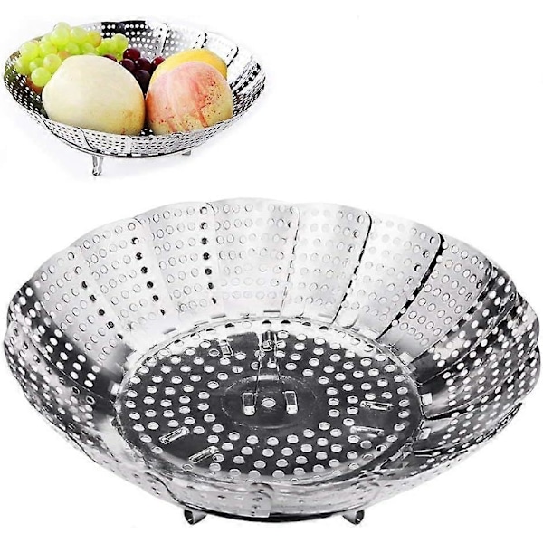 Ångkorg för grönsaker, justerbar hopfällbar ångare i rostfritt stål för Instant Pot och tryckkokare