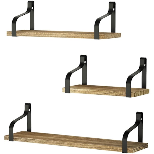 Puu- ja metalliseinähylly, olohuoneeseen, makuuhuoneeseen, toimistoon, kylpyhuoneeseen tai keittiöön (12*10*1,5CM 42*12*1,5CM 33*12*1,5CM 22,8*12*1,5CM)