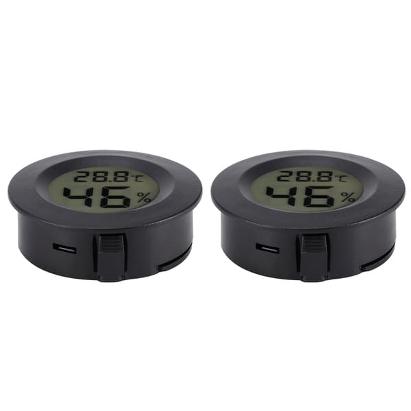 2 STK Mini Digital LCD Termometer Hygrometer Rund Form Temperatur Fuktighetsmåler for Reptilboks