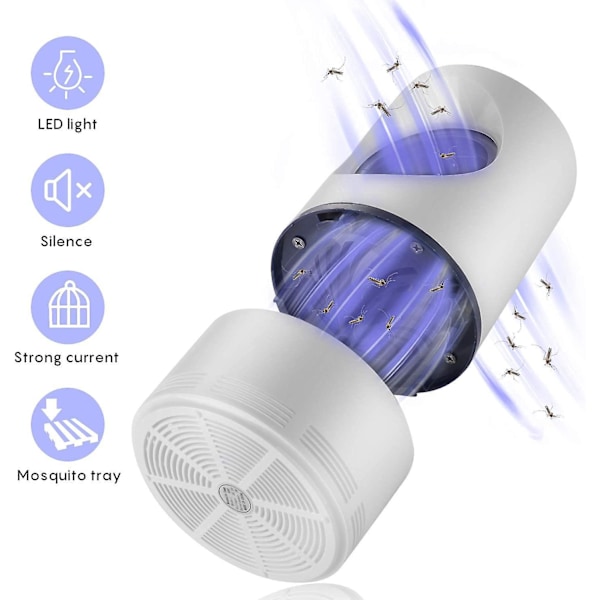 Black Mosquito Killer Lamp - USB-ladende insektfelle for kjøkken og innendørs barnerom